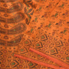 Sanskriti Vintage Sarees Orange Pure Silk Silk Hand Woven Sari 5yd Craft Fabric