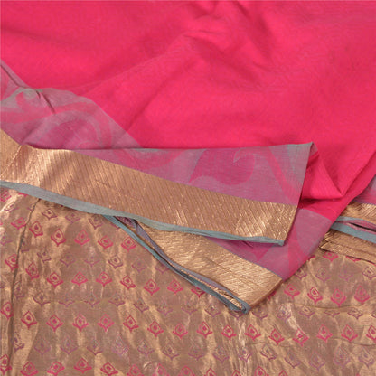 Sanskriti Vintage Sarees Pink Blend Silk HandWoven Wedding Sari 5yd Craft Fabric