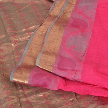 Sanskriti Vintage Sarees Pink Blend Silk HandWoven Wedding Sari 5yd Craft Fabric