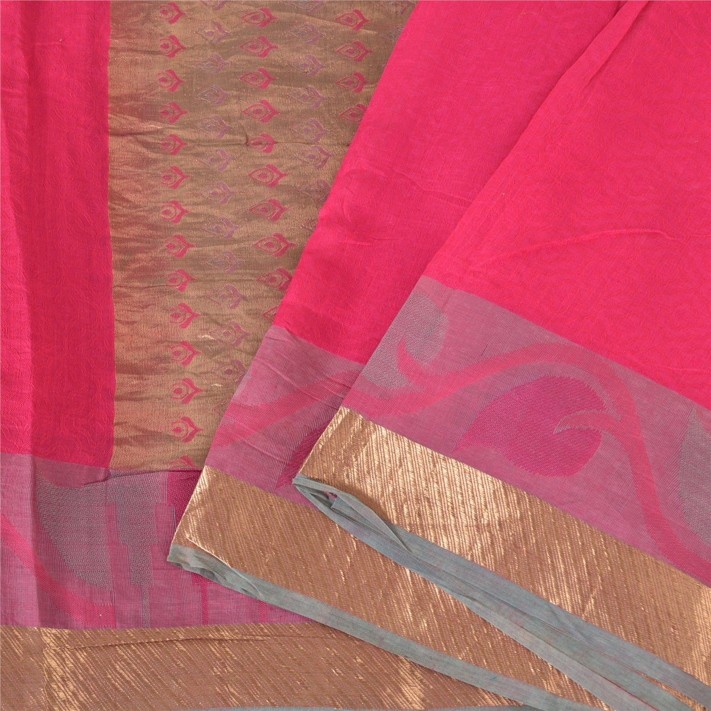 Sanskriti Vintage Sarees Pink Blend Silk HandWoven Wedding Sari 5yd Craft Fabric