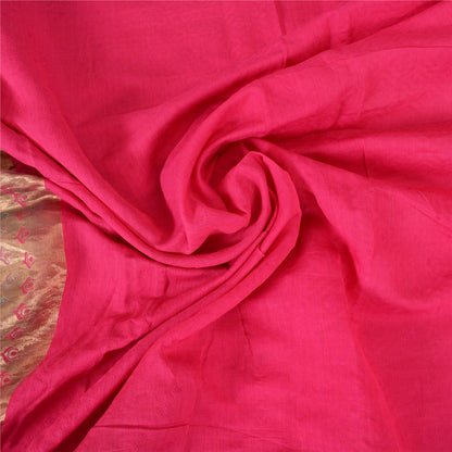 Sanskriti Vintage Sarees Pink Blend Silk HandWoven Wedding Sari 5yd Craft Fabric