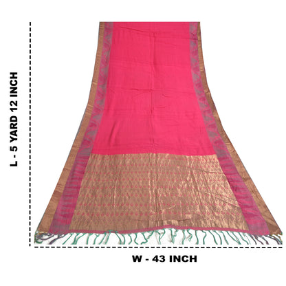 Sanskriti Vintage Sarees Pink Blend Silk HandWoven Wedding Sari 5yd Craft Fabric