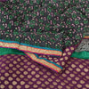 Sanskriti Vintage Sarees Black Blend Georgette Printed/Woven Sari Craft Fabric