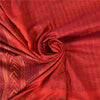 Sanskriti Vintage Sarees Red Hand Block Printed Pure Chanderi Sari Craft Fabric