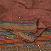 Sanskriti Vintage Sarees Premium Brown Embroidered Pure Silk Sari Craft Fabric