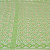 Sanskriti Vintage Sarees Indian Ivory/Green Woven Pure Cotton Sari Craft Fabric