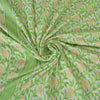 Sanskriti Vintage Sarees Indian Ivory/Green Woven Pure Cotton Sari Craft Fabric