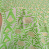 Sanskriti Vintage Sarees Indian Ivory/Green Woven Pure Cotton Sari Craft Fabric