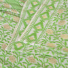 Sanskriti Vintage Sarees Indian Ivory/Green Woven Pure Cotton Sari Craft Fabric