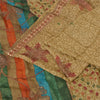 Sanskriti Vintage Sarees Indian Multi Embroiderd Pure Georgette Sari 5yd Fabric