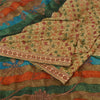 Sanskriti Vintage Sarees Indian Multi Embroiderd Pure Georgette Sari 5yd Fabric