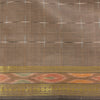 Sanskriti Vintage Sarees Light-Brown Ikat Hand-Woven Cotton Silk Sari 5yd Fabric