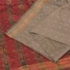 Sanskriti Vintage Sarees Light-Brown Ikat Hand-Woven Cotton Silk Sari 5yd Fabric