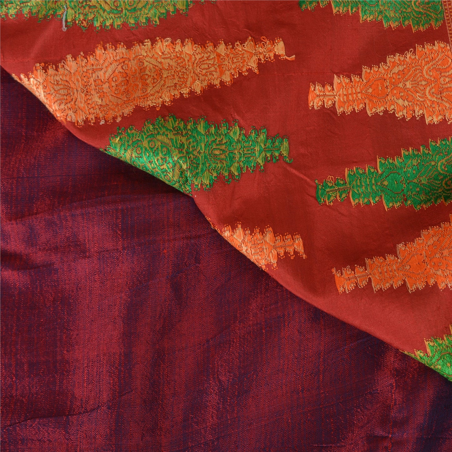 Sanskriti Vintage Sarees Purple Hand-Woven 100% Pure Silk Sari 5yd Craft Fabric