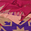 Sanskriti Vintage Sarees Pink Cotton Tant Hand Woven Bengali Sari Craft Fabric