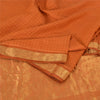 Sanskriti Vintage Sarees Rusty Orange Pure Silk Golden Woven Sari Craft Fabric