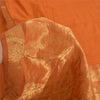 Sanskriti Vintage Sarees Rusty Orange Pure Silk Golden Woven Sari Craft Fabric