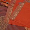 Sanskriti Vintage Sarees Orange 100% Pure Silk Zari Woven Sari 5yd Craft Fabric