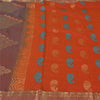 Sanskriti Vintage Sarees Orange 100% Pure Silk Zari Woven Sari 5yd Craft Fabric