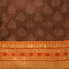 Sanskriti Vintage Sarees Brown/Orange Pure Silk Hand Woven Sari 5yd Craft Fabric