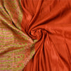 Sanskriti Vintage Sarees Indian Orange Pure Silk Woven Sari Floral Craft Fabric