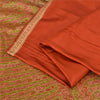 Sanskriti Vintage Sarees Indian Orange Pure Silk Woven Sari Floral Craft Fabric