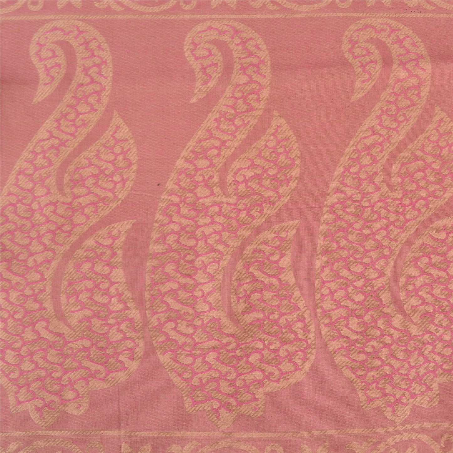 Sanskriti Vintage Sarees Pink Hand Woven 100% Pure Cotton Sari 5yd Craft Fabric