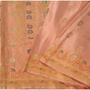 Sanskriti Vintage Sarees Pink Hand Woven 100% Pure Silk Sari 5yd Craft Fabric