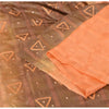 Sanskriti Vintage Sarees Orange/Brown Pure Silk Hand Beaded Woven Sari Fabric