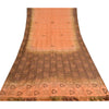 Sanskriti Vintage Sarees Orange/Brown Pure Silk Hand Beaded Woven Sari Fabric