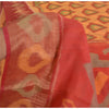 Sanskriti Vintage Sarees Peach HandIkatWoven Sambhalpuri Cotton Silk Sari Fabric