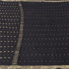 Sanskriti Vintage Black Sarees Pure Chiffon silk HandWoven sari 5yd craft fabric