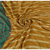 Sanskriti Vintage Caramel/Green Sarees Blend Silk Hand Beaded Sari Craft Fabric