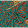 Sanskriti Vintage Caramel/Green Sarees Blend Silk Hand Beaded Sari Craft Fabric