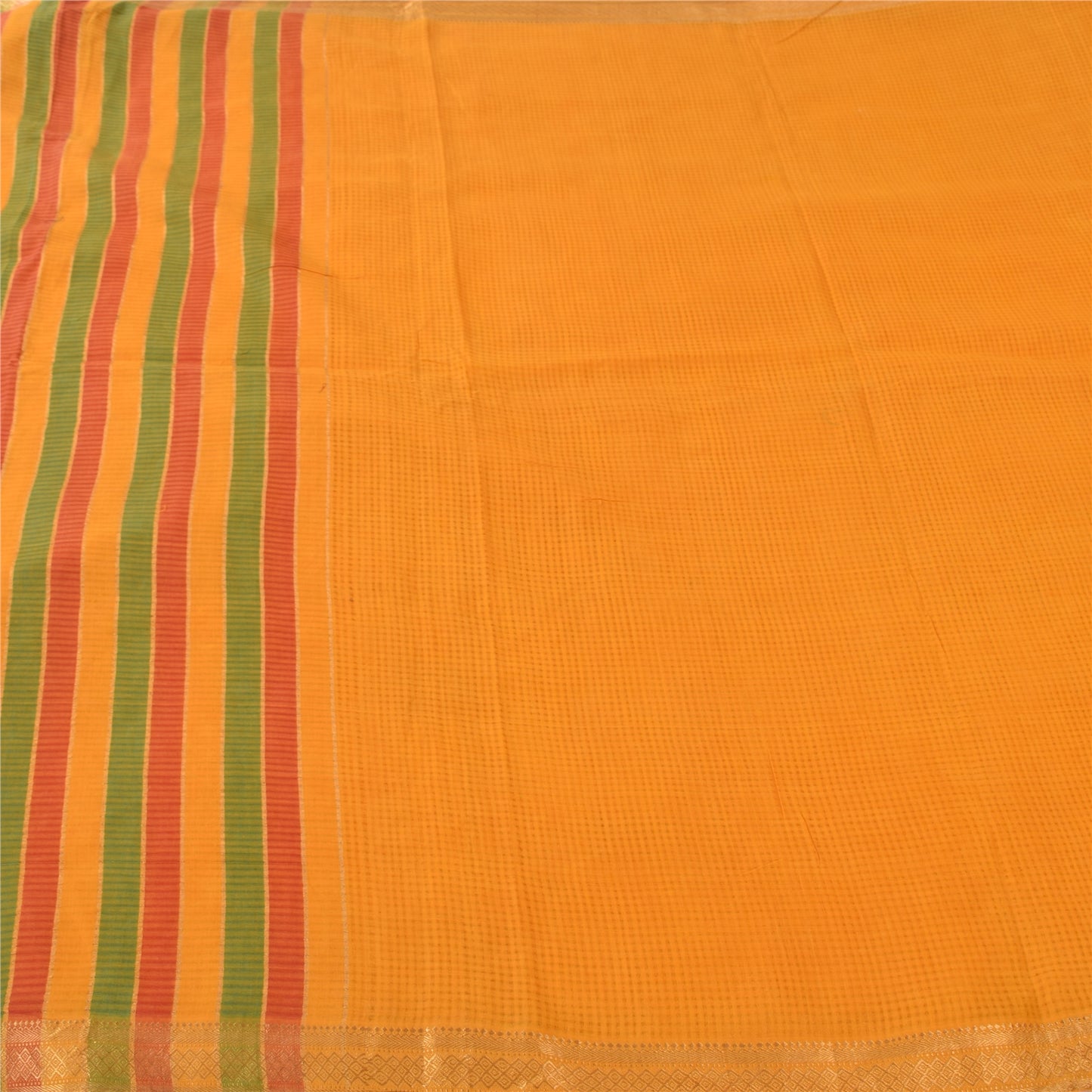 Sanskriti Vintage Indian Yellow Sarees Pure Silk Woven Ethnic Sari Craft Fabric