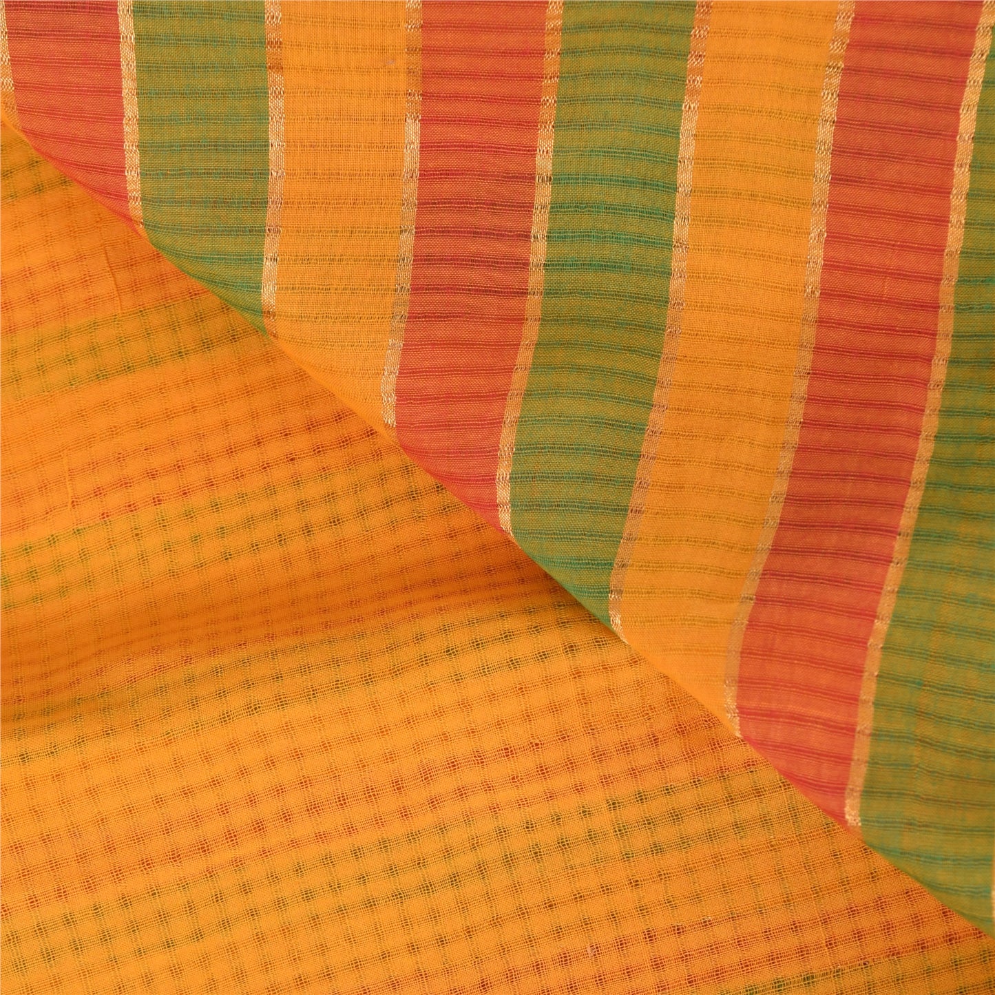 Sanskriti Vintage Indian Yellow Sarees Pure Silk Woven Ethnic Sari Craft Fabric