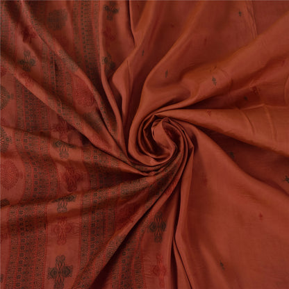 Sanskriti Vintage Indian Dark Red Sarees Pure Silk Woven Ethnic Sari 5yd Fabric