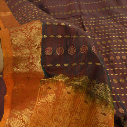 Sanskriti Vintage Indian Sarees Pure Silk Woven Brocade Ethnic Sari Craft Fabric