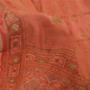 Sanskriti Vintage Peach Sarees Pure Silk Hand Beaded Premium Sari Craft Fabric