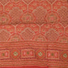 Sanskriti Vintage Peach Sarees Pure Silk Hand Beaded Premium Sari Craft Fabric