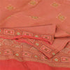 Sanskriti Vintage Peach Sarees Pure Silk Hand Beaded Premium Sari Craft Fabric