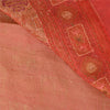 Sanskriti Vintage Peach Sarees Pure Silk Hand Beaded Premium Sari Craft Fabric