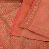 Sanskriti Vintage Peach Sarees Pure Silk Hand Beaded Premium Sari Craft Fabric