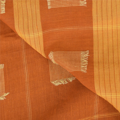 Sanskriti Vintage Indian Brown Sarees Pure Silk Woven Premium Sari Craft Fabric