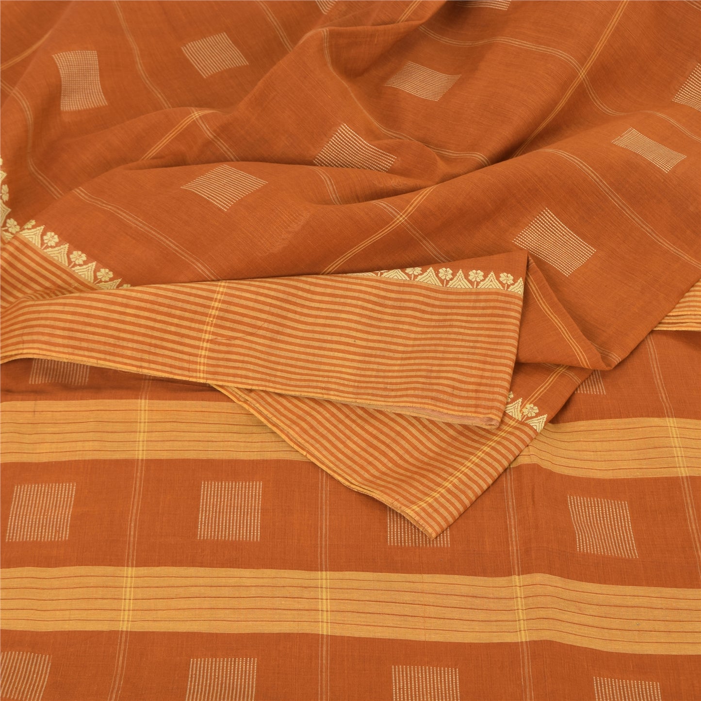 Sanskriti Vintage Indian Brown Sarees Pure Silk Woven Premium Sari Craft Fabric