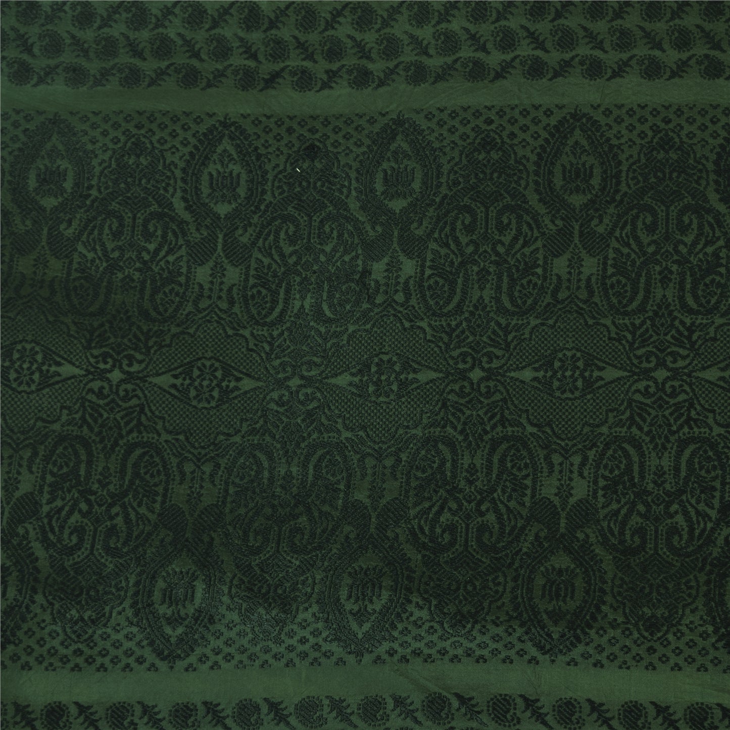 Sanskriti Vintage Dark Green Sarees Pure Silk Woven Ethnic Sari 5yd Craft Fabric