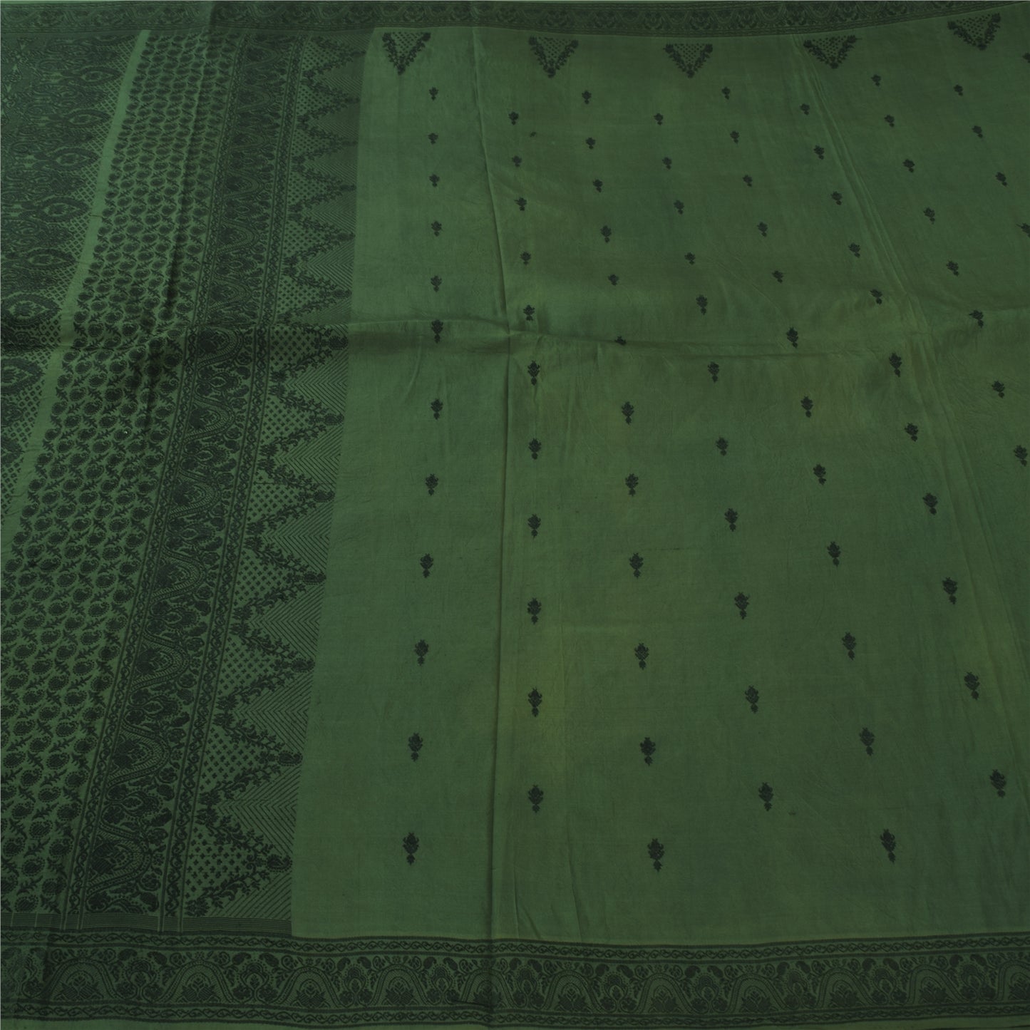 Sanskriti Vintage Dark Green Sarees Pure Silk Woven Ethnic Sari 5yd Craft Fabric