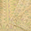 Sanskriti Vintage Ivory Sarees Pure Silk Hand Woven Ethnic Sari 5yd Craft Fabric