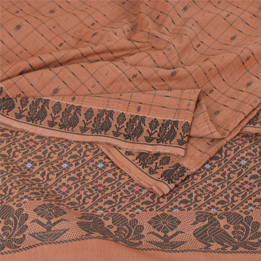 Sanskriti Vintage Mauve Sarees Blend Cotton Hand Woven Premium Sari Craft Fabric