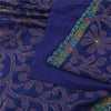 Sanskriti Vintage Purple Sarees Pure Crepe Embroidered Ethnic Sari Craft Fabric